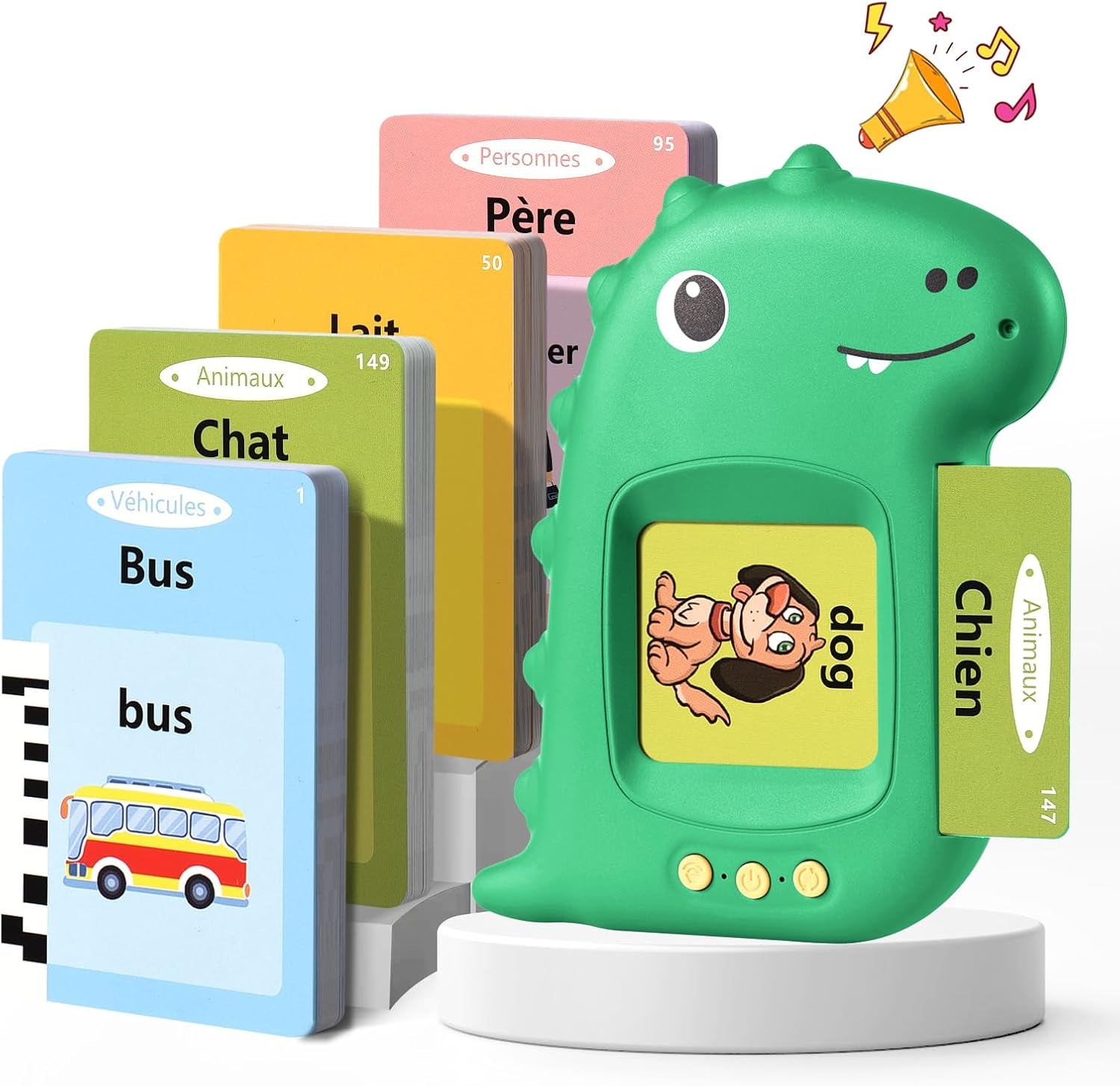 Cartes Flash Parlantes Cartes Éducatives Pour Enfants Talking Flash Cards 112 Feuilles 224 Mots De 3+ Ans Montessori Jouets Éducatifs Pour Enfants Cadeaux D'Anniversaire Pour Enfants (Vert Français)